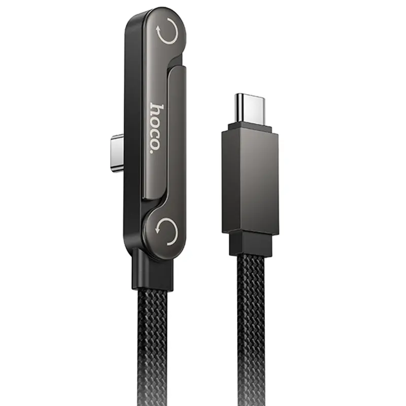 Дата кабель Hoco U150 Exquisite side plug and stand Type-C to Type-C 60W (1.2m), купить оптом с доставкой
