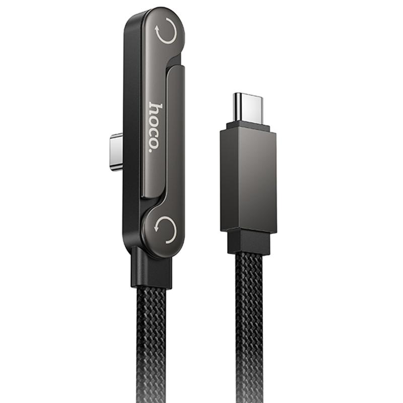 Дата кабель Hoco U150 Exquisite side plug and stand Type-C to Type-C 60W (1.2m) на картинке №1