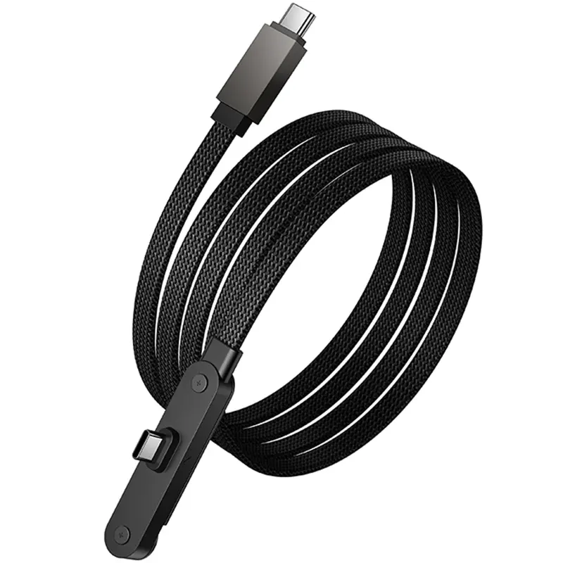 Дата кабель Hoco U150 Exquisite side plug and stand Type-C to Type-C 60W (1.2m), Black 2, купить оптом с доставкой