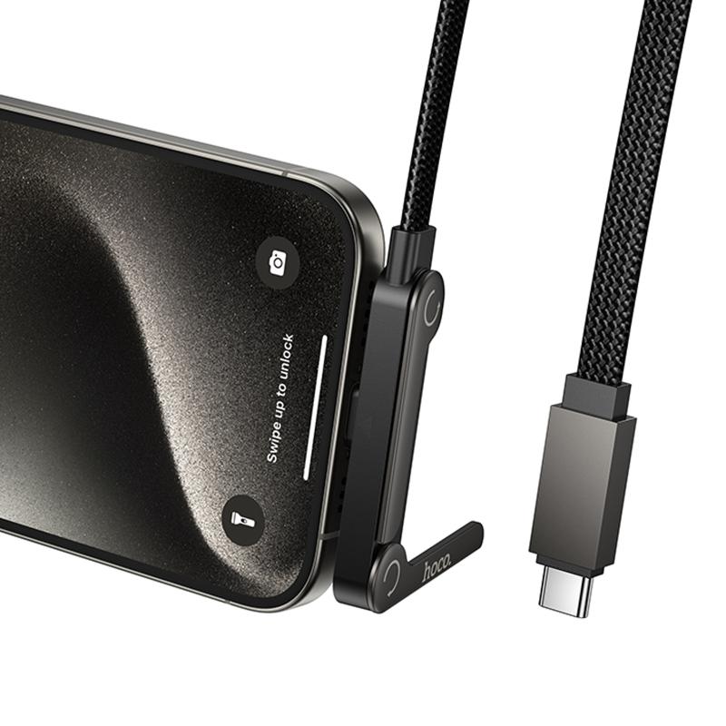 Дата кабель Hoco U150 Exquisite side plug and stand Type-C to Type-C 60W (1.2m) на картинке №5