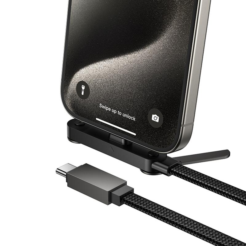 Дата кабель Hoco U150 Exquisite side plug and stand Type-C to Type-C 60W (1.2m) на картинке №6