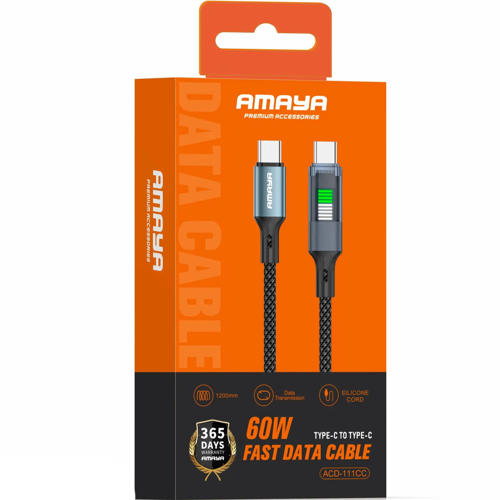 Дата кабель Amaya 111CC Type-C to Type-C 60W (1.2m), Black 1, купить оптом с доставкой