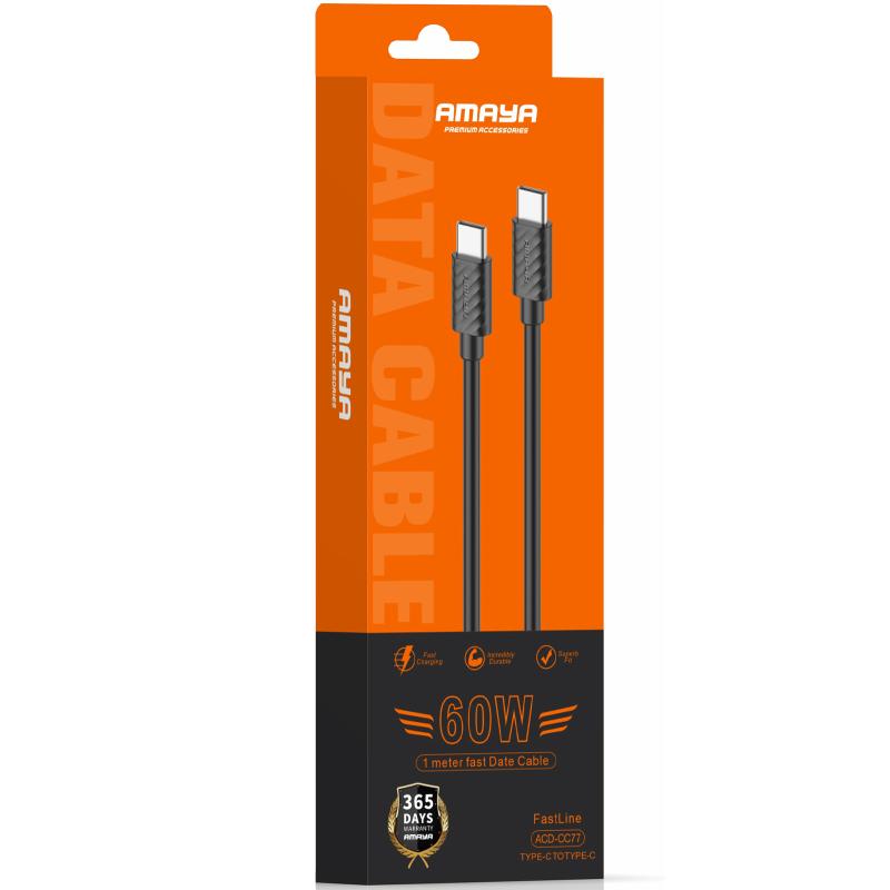 Дата кабель Amaya 77CC Type-C to Type-C 60W (1m) на малюнкі №2