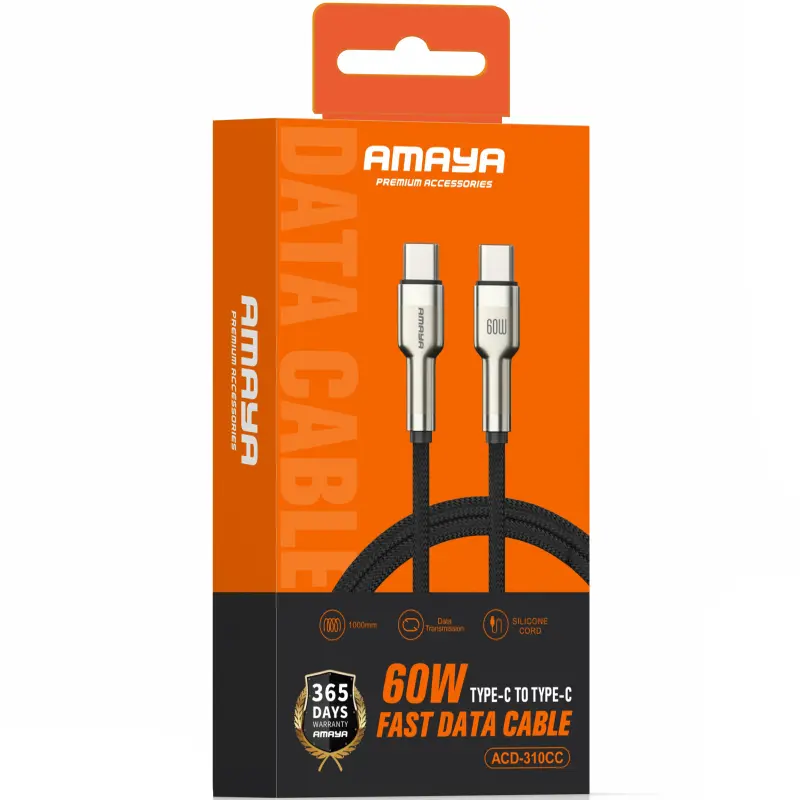 Дата кабель Amaya 310CC Type-C to Type-C 60W (1m), Brown 1, купить оптом с доставкой
