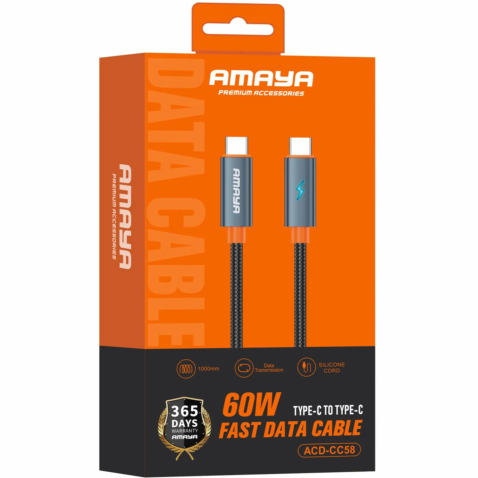 Дата кабель Amaya CC58 Type-C to Type-C 60W (1m), Gray 1, купить оптом с доставкой