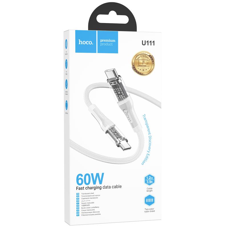 Дата кабель Hoco U111 Discovery Edition Type-C to Type-C 60W (1.2m) на картинке №2