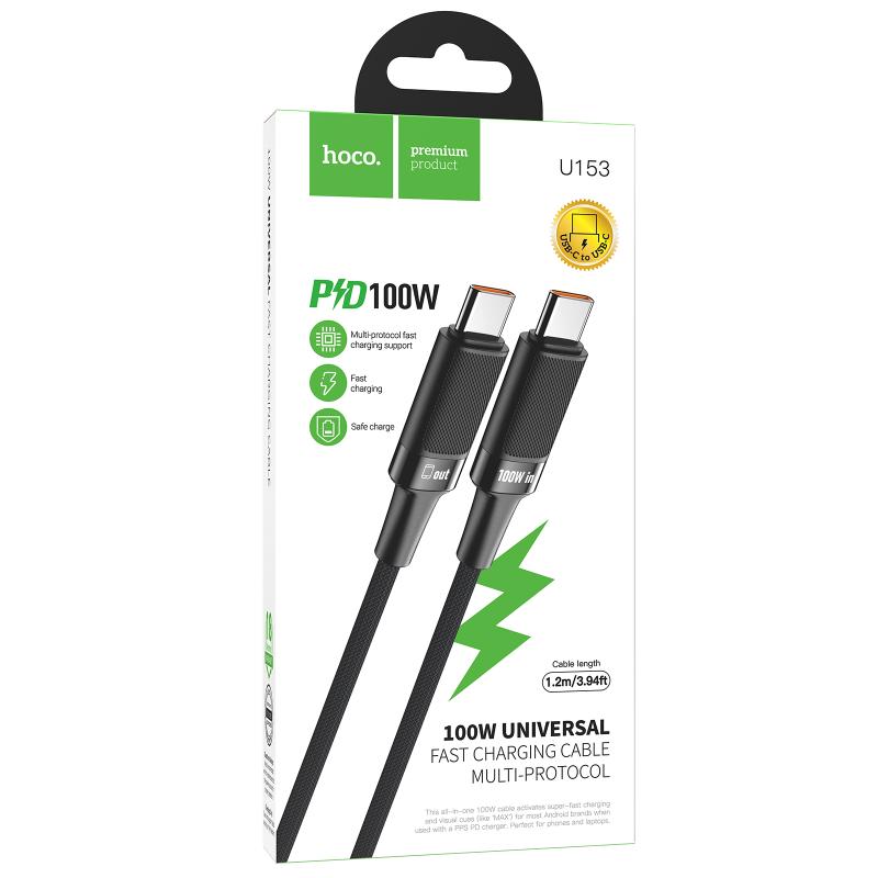 Дата кабель Hoco U153 Extreme Type-C to Type-C 100W (1.2m) на картинке №2