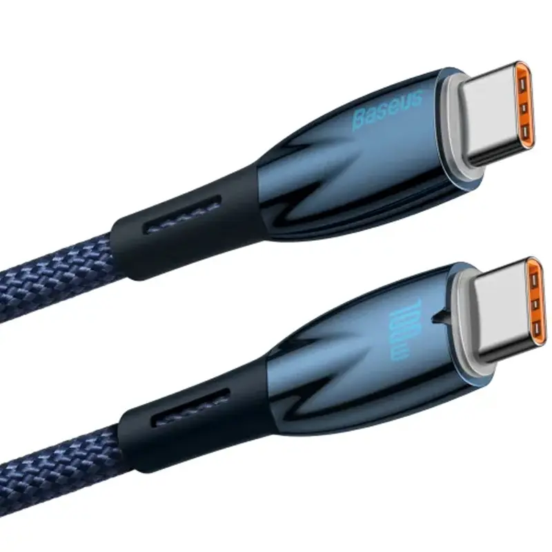 Дата кабель Baseus Glimmer Series Fast Charging Type-C to Type-C 100W 1m (CADH00070), Blue 1, купити оптом з доставкою