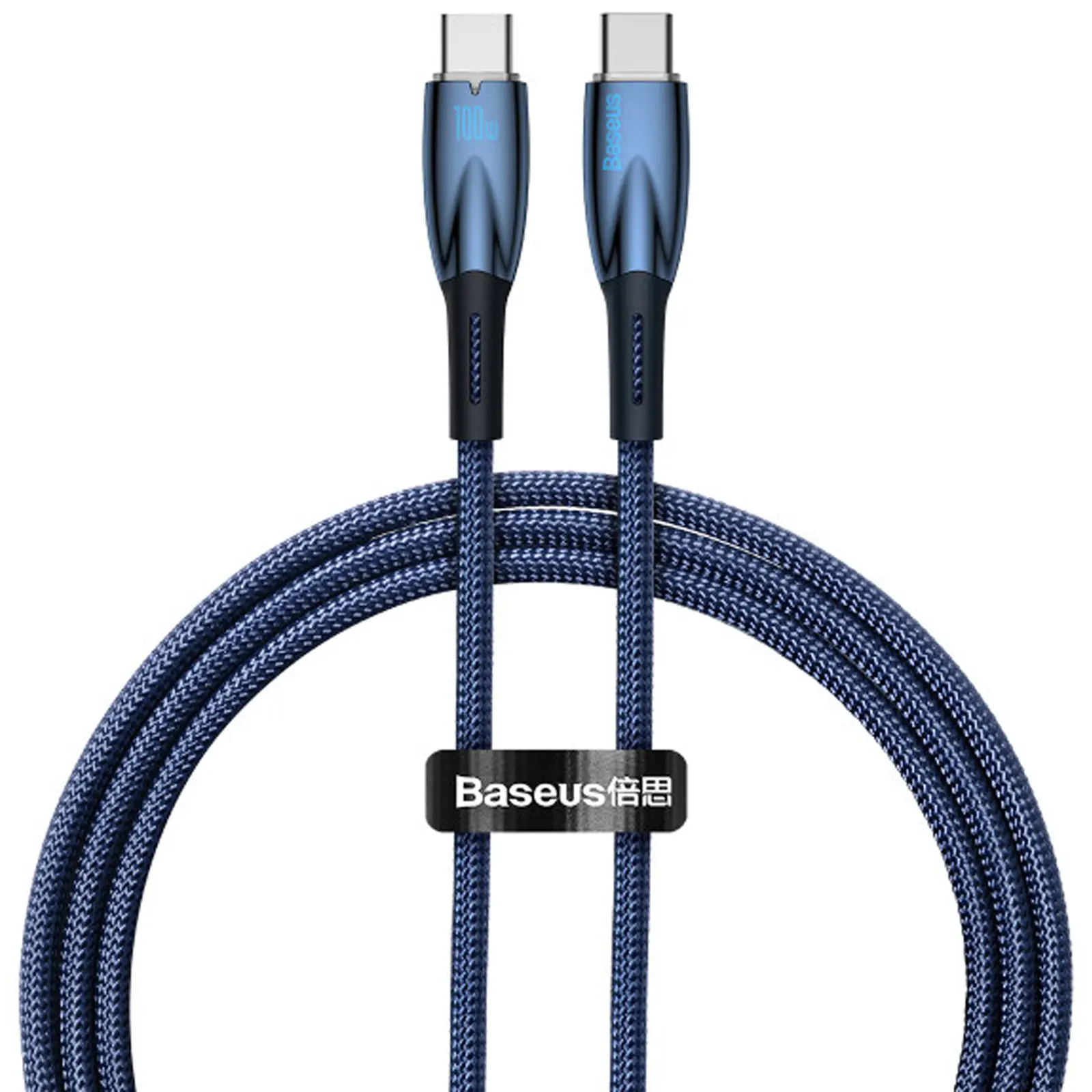 Дата кабель Baseus Glimmer Series Fast Charging Type-C to Type-C 100W 1m (CADH00070), Blue, купити оптом з доставкою