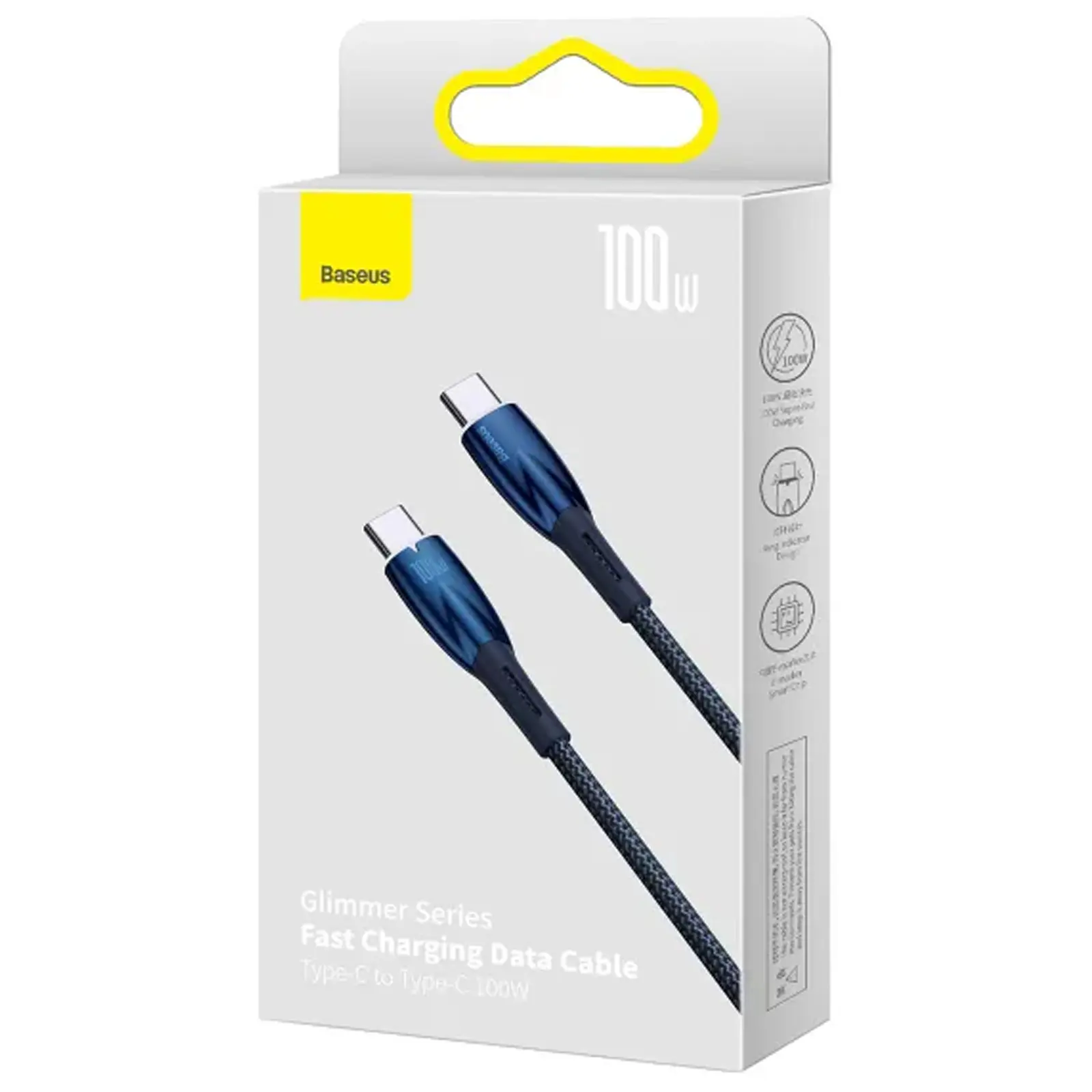 Дата кабель Baseus Glimmer Series Fast Charging Type-C to Type-C 100W 1m (CADH00070), Blue 3, купити оптом з доставкою