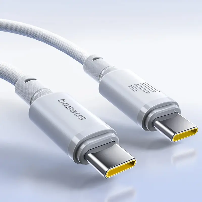 Дата кабель Baseus New Braided Type-C to Type-C 100W (2m) (E0426V), Moon White 1, купить оптом с доставкой