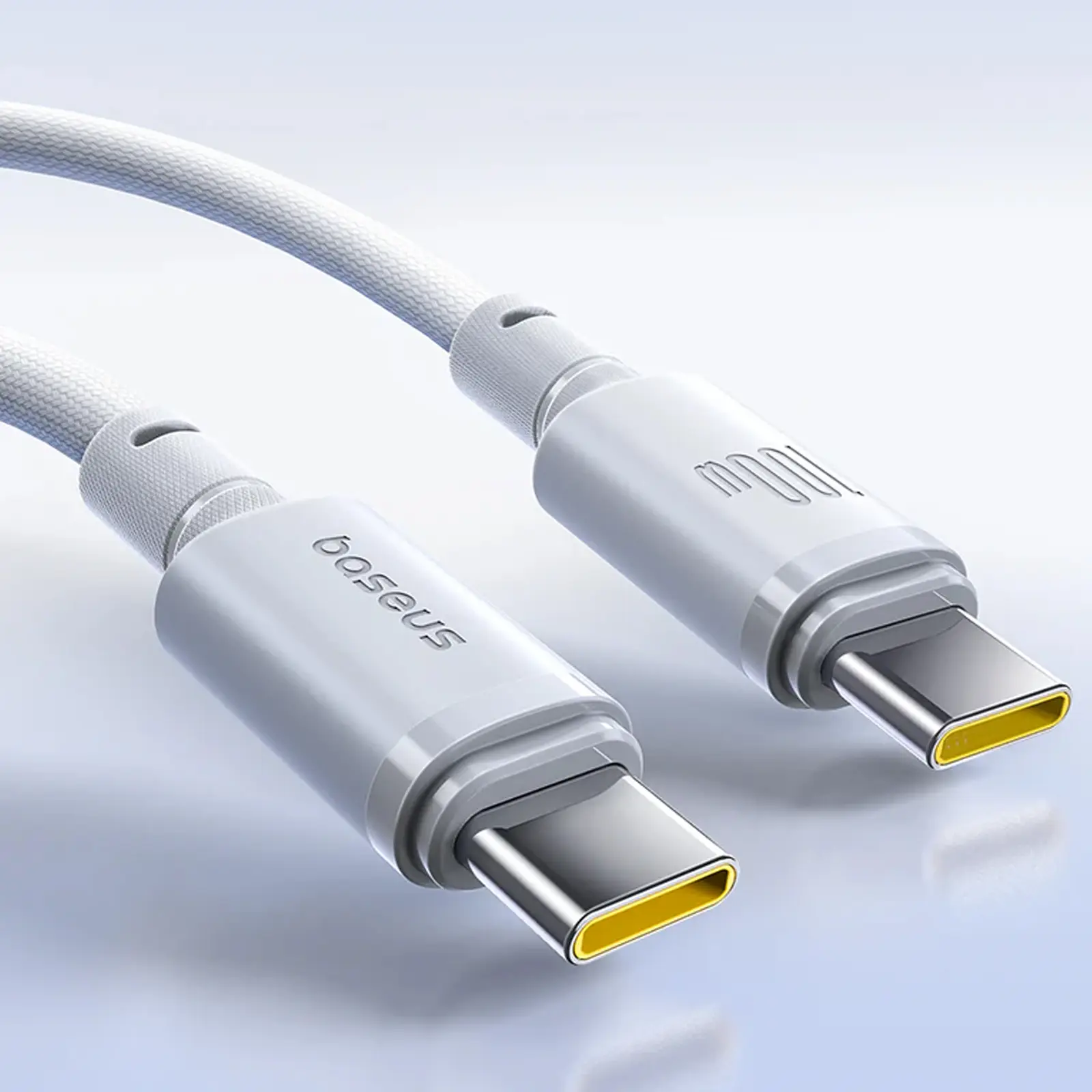 Дата кабель Baseus New Braided Type-C to Type-C 100W (2m) (E0426V), Moon White 1, купить оптом с доставкой