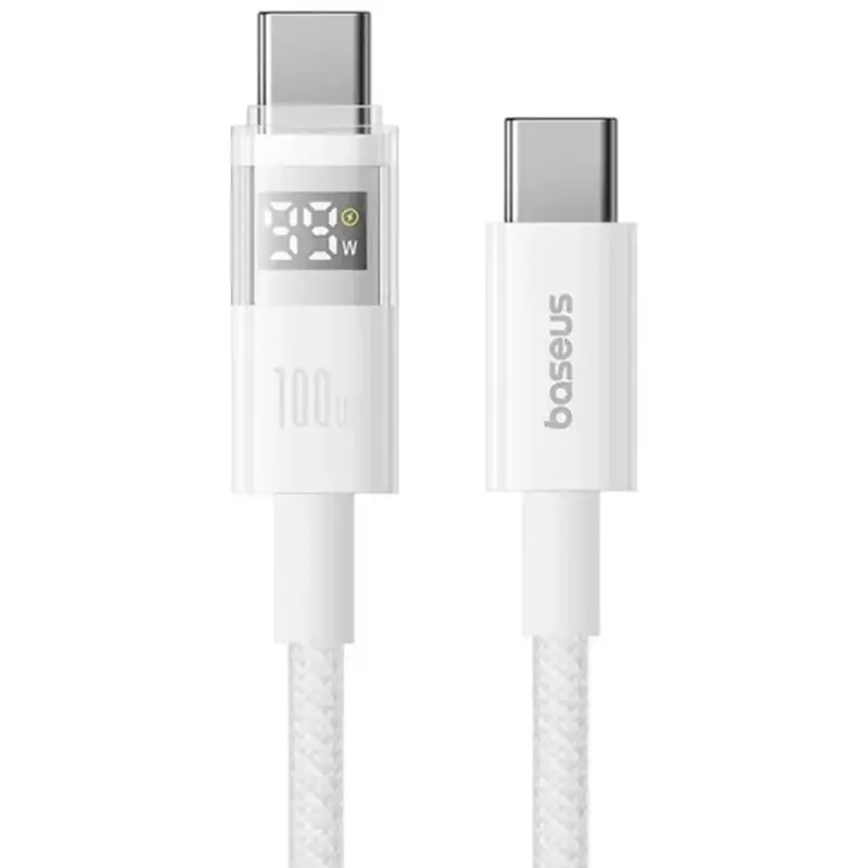 Дата кабель Baseus Display 2 Type-C to Type-C 100W (1m) (P10382702), Moon White, купить оптом с доставкой