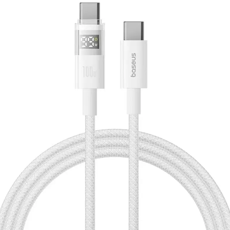 Дата кабель Baseus Display 2 Type-C to Type-C 100W (1m) (P10382702), Moon White 1, купить оптом с доставкой