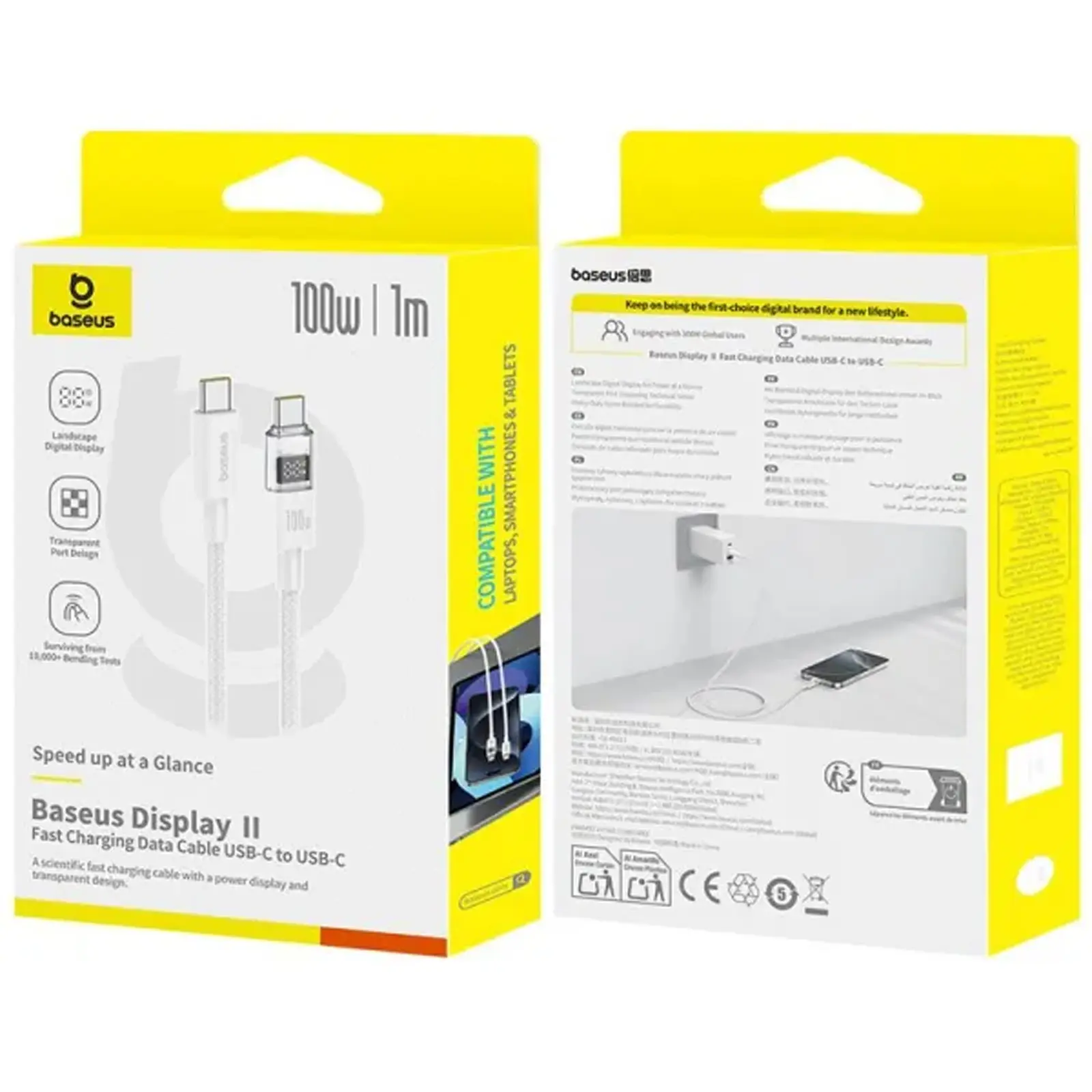 Дата кабель Baseus Display 2 Type-C to Type-C 100W (1m) (P10382702), Moon White 3, купить оптом с доставкой