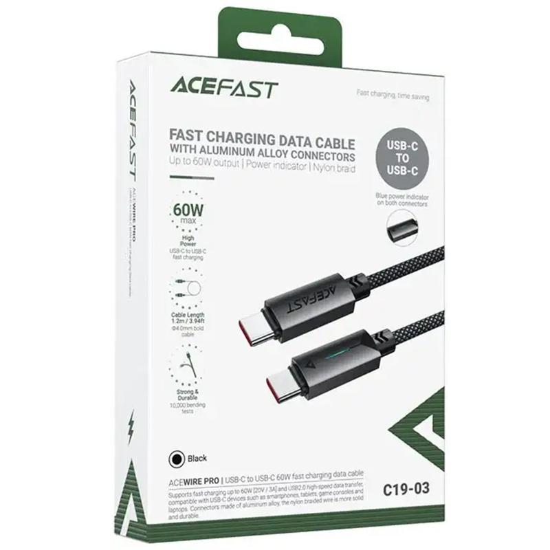 Дата кабель Acefast C19-03 Type-C to Type-C 60W (1.2m) на малюнкі №2