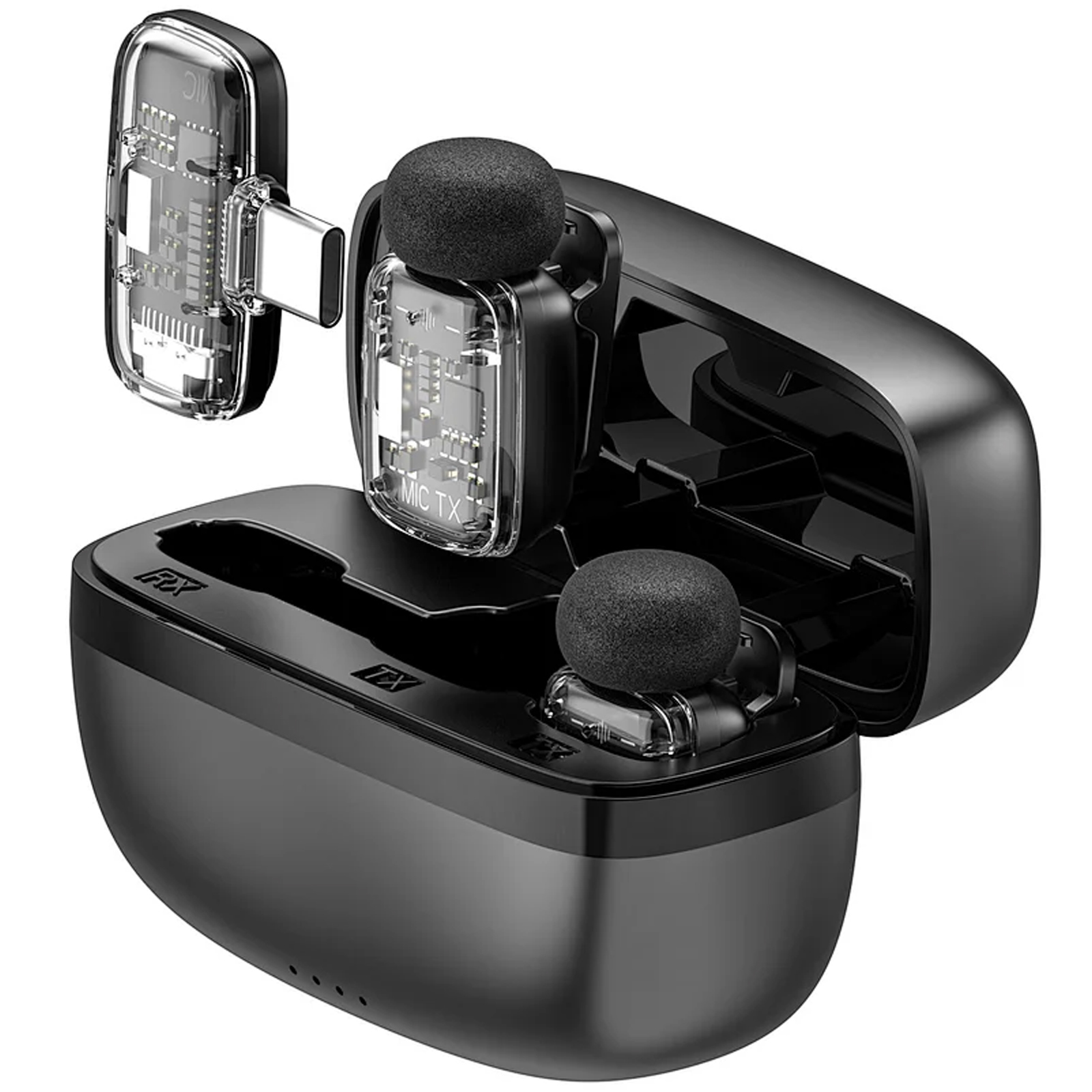 Петличный беспроводной микрофон WIWU WM008 Dual-mic ANC Type-C, Black 2, купить оптом с доставкой