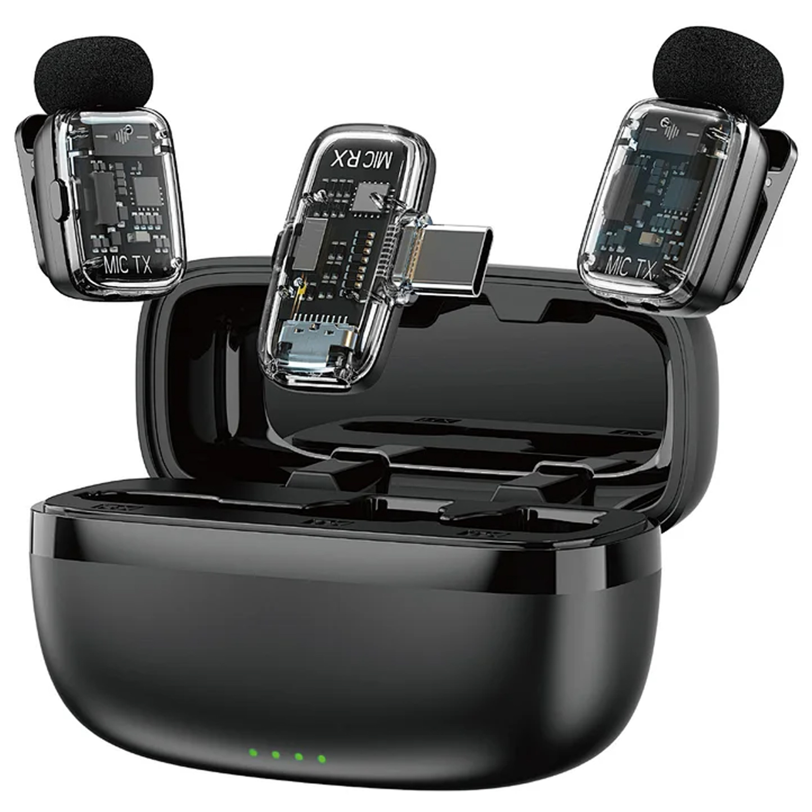 Петличный беспроводной микрофон WIWU WM008 Dual-mic ANC Type-C, Black 5, купить оптом с доставкой