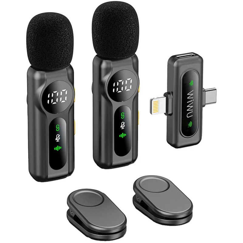 Петличний бездротовий мікрофон WIWU WM007 Dual-mic (Lightning/Type-C) на малюнкі №1