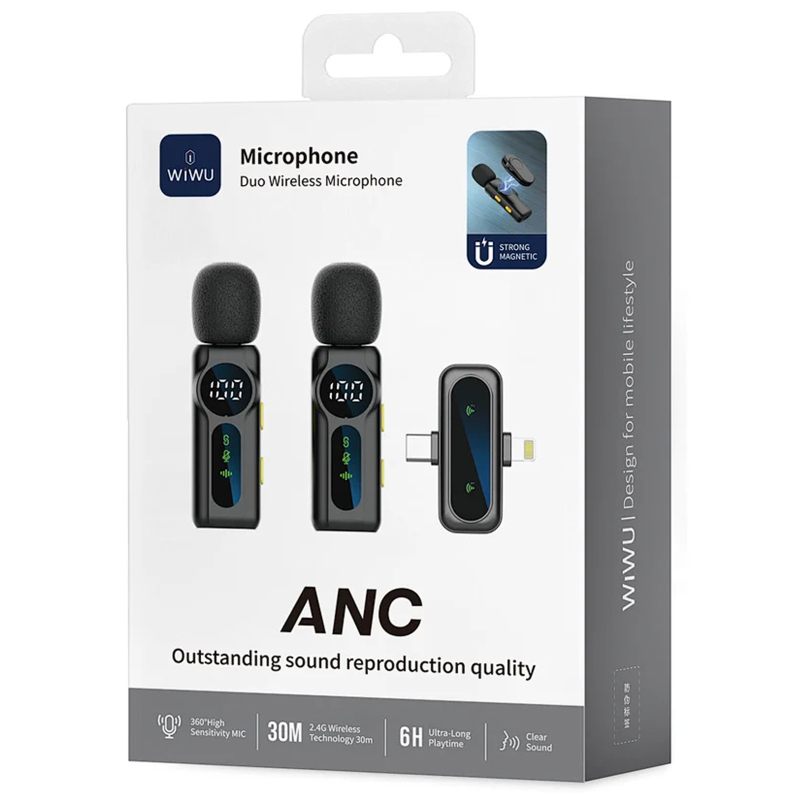 Петличний бездротовий мікрофон WIWU WM007 Dual-mic (Lightning/Type-C) на малюнкі №2