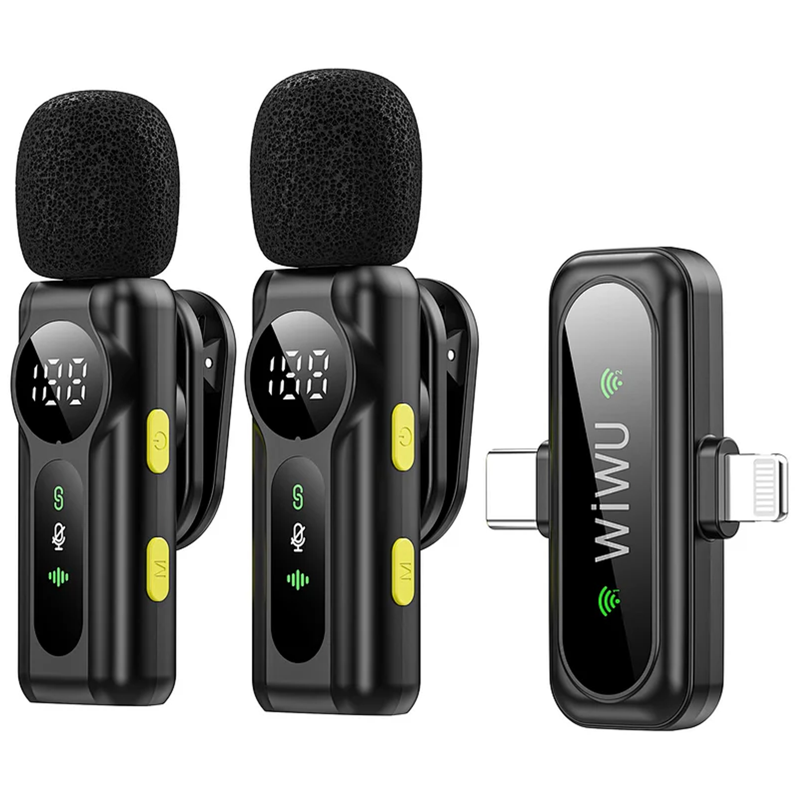 Петличный беспроводной микрофон WIWU WM007 Dual-mic (Lightning/Type-C), Black 4, купить оптом с доставкой