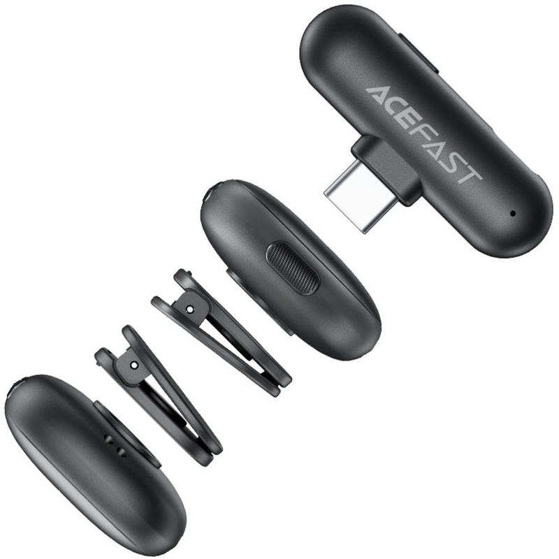 Петличный беспроводной микрофон Acefast R1 Type-C, Black 2, купить оптом с доставкой