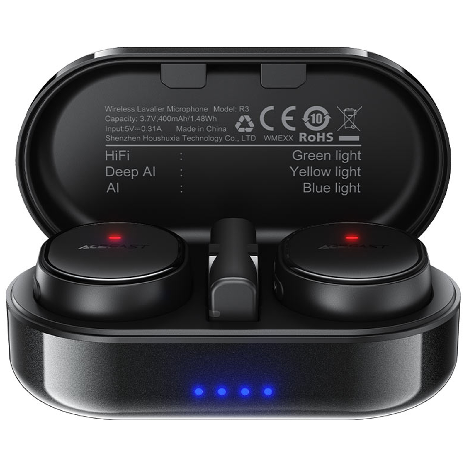 Петличный беспроводной микрофон Acefast R3 Dual-mic Type-C, Black, купить оптом с доставкой