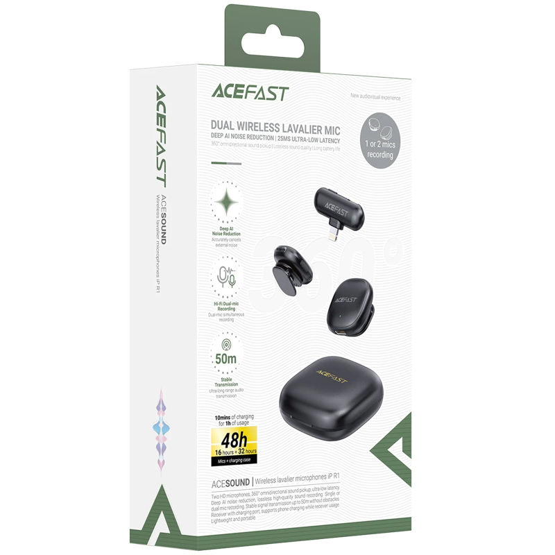 Петличный беспроводной микрофон Acefast R1 Lightning на картинке №5