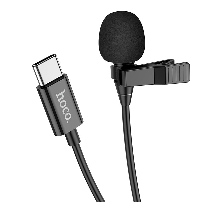 Уцінка Мікрофон петличний Hoco L14 Type-C (2m), Пошкоджена упаковка / Black 1, купити оптом з доставкою