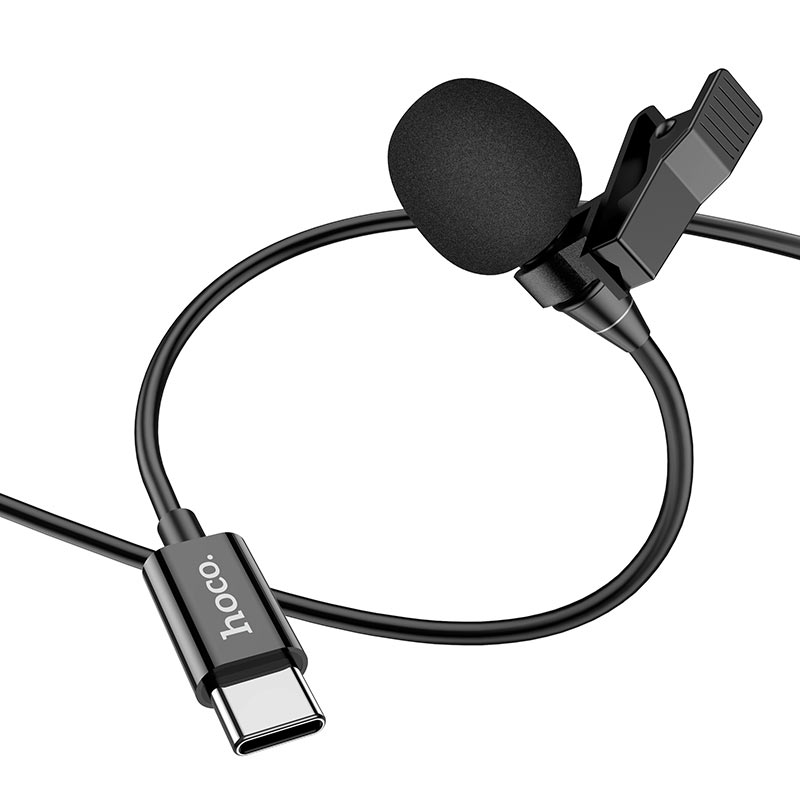 Уцінка Мікрофон петличний Hoco L14 Type-C (2m), Пошкоджена упаковка / Black 4, купити оптом з доставкою