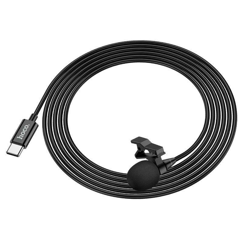 Уцінка Мікрофон петличний Hoco L14 Type-C (2m), Пошкоджена упаковка / Black 6, купити оптом з доставкою
