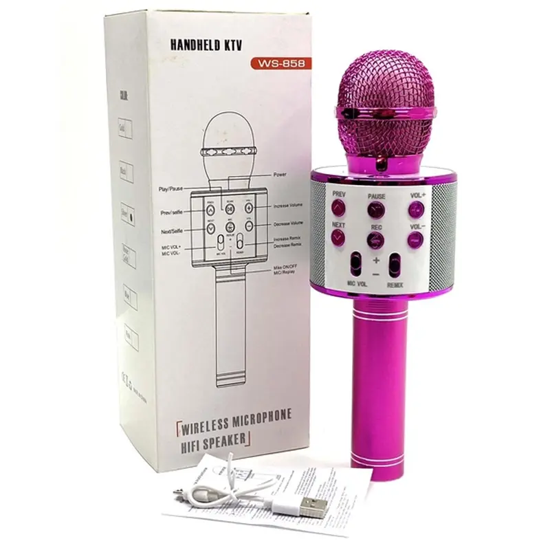 Караоке Микрофон-колонка WS858, Pink 3, купить оптом с доставкой