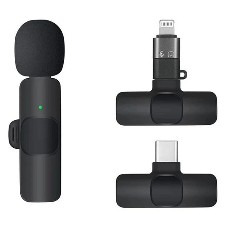 Петличный беспроводной микрофон Borofone BFK12 Trophy Dual-mic Lightning/Type-C, Black, купить оптом с доставкой