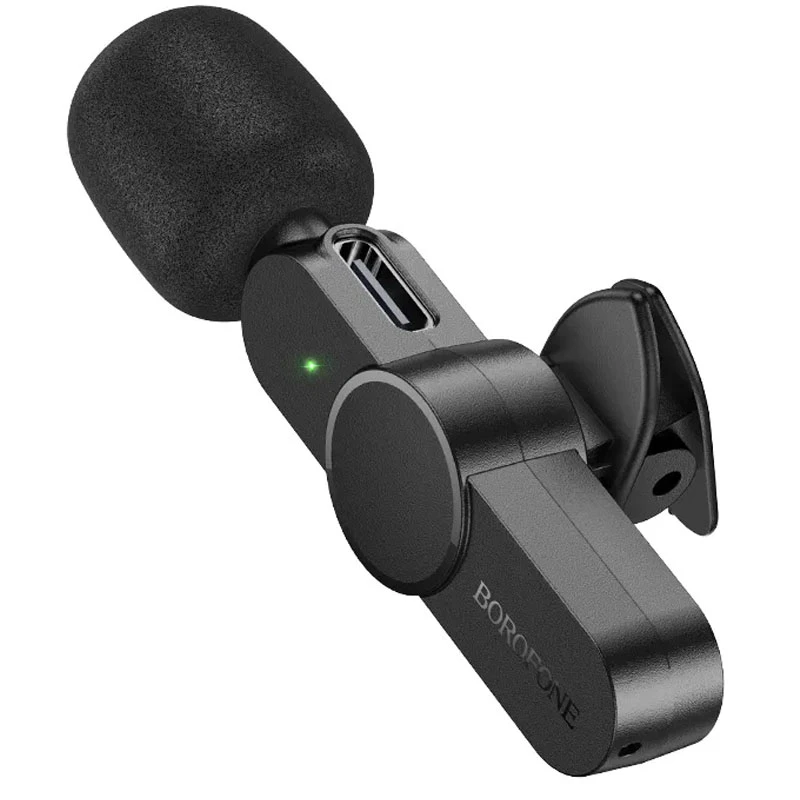 Петличный беспроводной микрофон Borofone BFK12 Trophy Dual-mic Lightning/Type-C, Black 4, купить оптом с доставкой