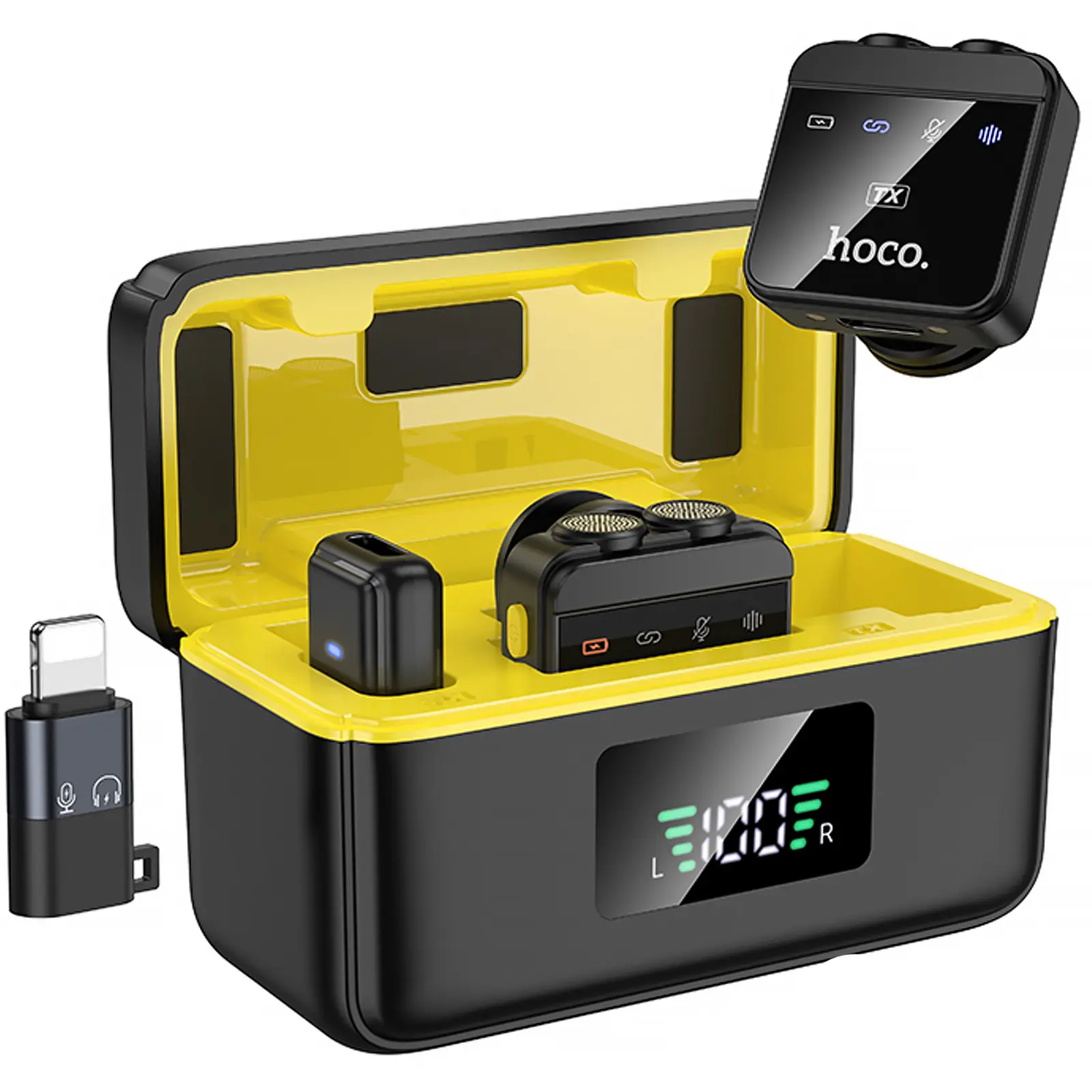 Петличний бездротовий мікрофон Hoco L17 Dual-mic magnetic (Lightning/Type-C), купити оптом з доставкою