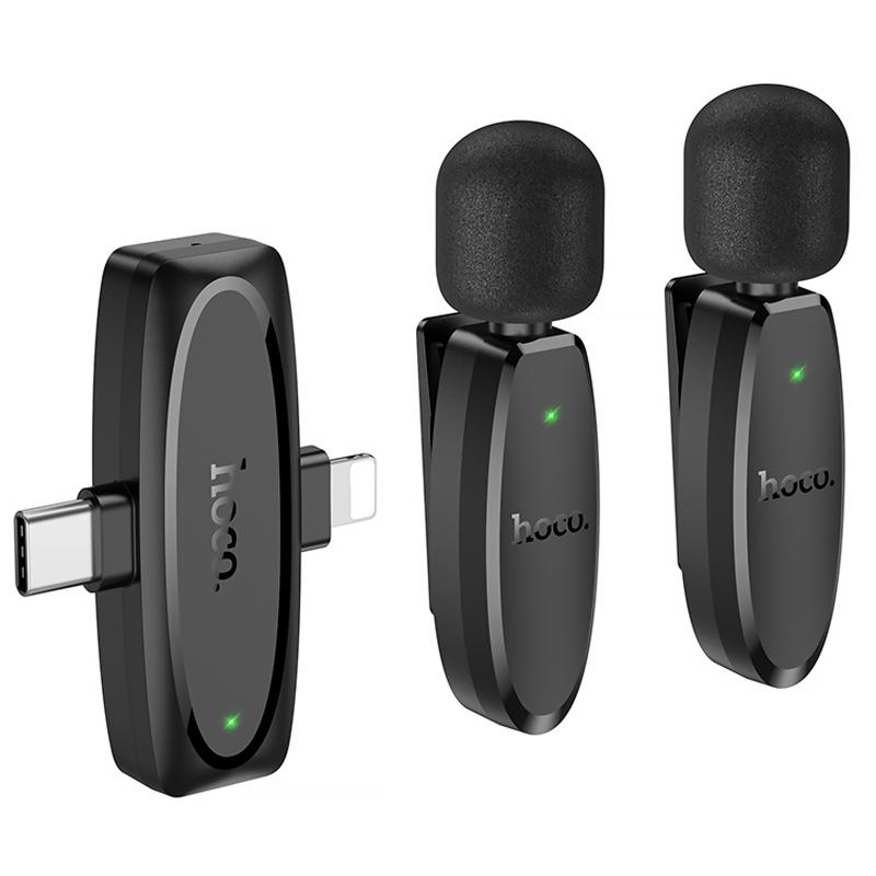 Петличний бездротовий мікрофон Hoco L15 Dual-mic clip-on wireless digital (Lightning/Type-C) на малюнкі №1