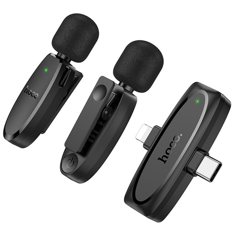 Петличний бездротовий мікрофон Hoco L15 Dual-mic clip-on wireless digital (Lightning/Type-C) на малюнкі №2