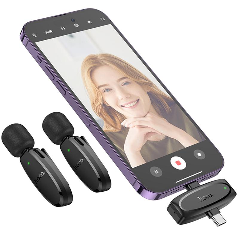 Петличний бездротовий мікрофон Hoco L15 Dual-mic clip-on wireless digital (Lightning/Type-C) на малюнкі №6