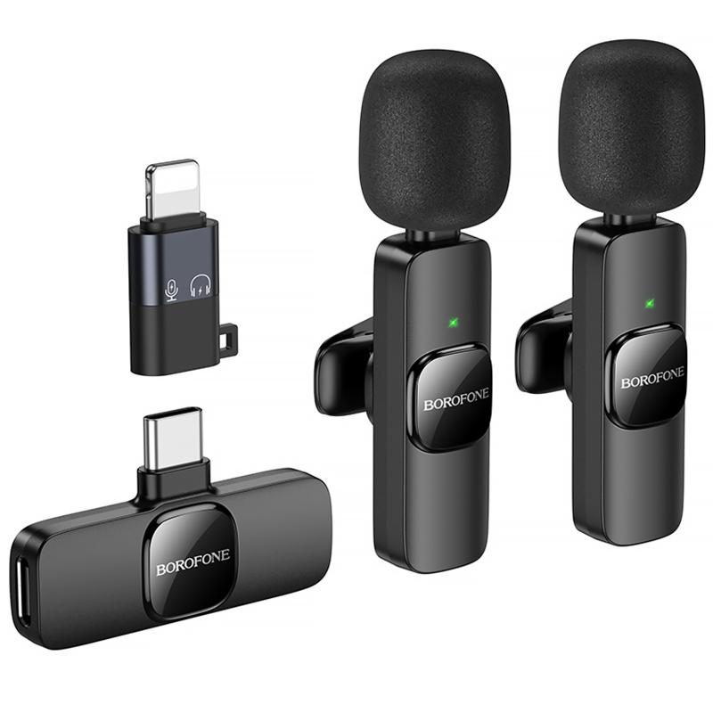 Петличний бездротовий мікрофон Borofone BFK15 Dual-mic lavalier Lightning/Type-C на малюнкі №1