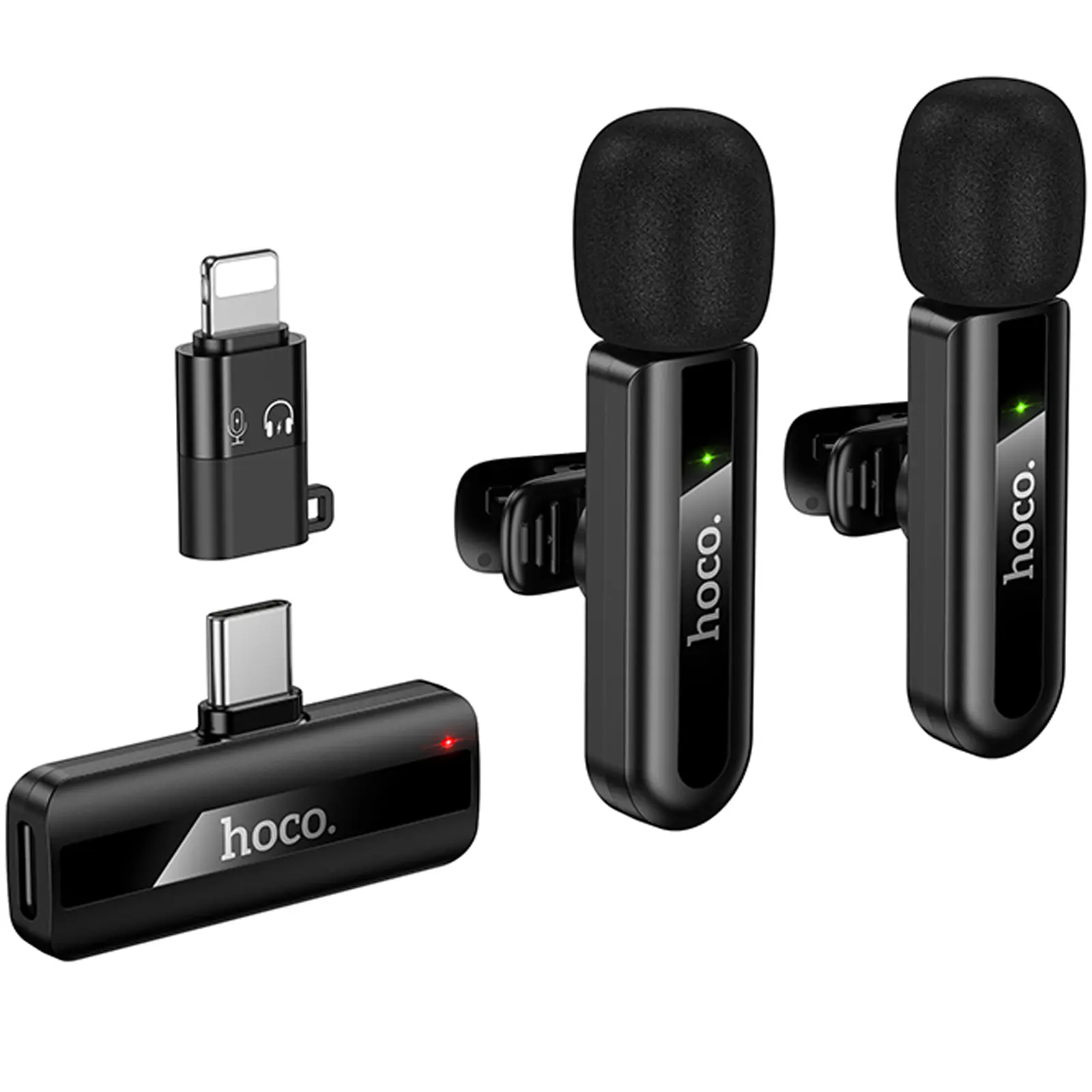 Петличний бездротовий мікрофон Hoco L20A Mini Voice (Lightning/Type-C) 60 mAh, Black, купити оптом з доставкою