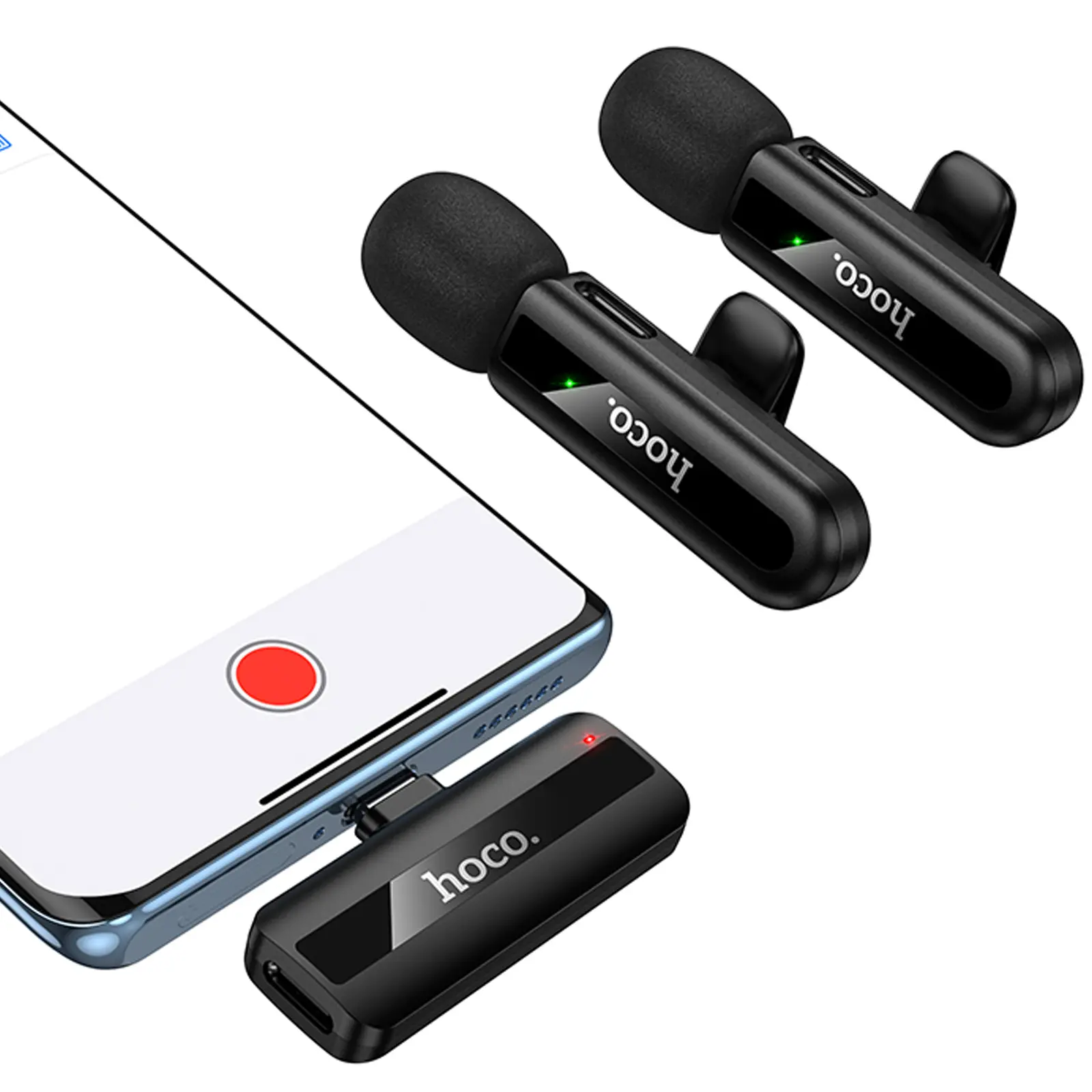 Петличний бездротовий мікрофон Hoco L20A Mini Voice (Lightning/Type-C) 60 mAh, Black 1, купити оптом з доставкою