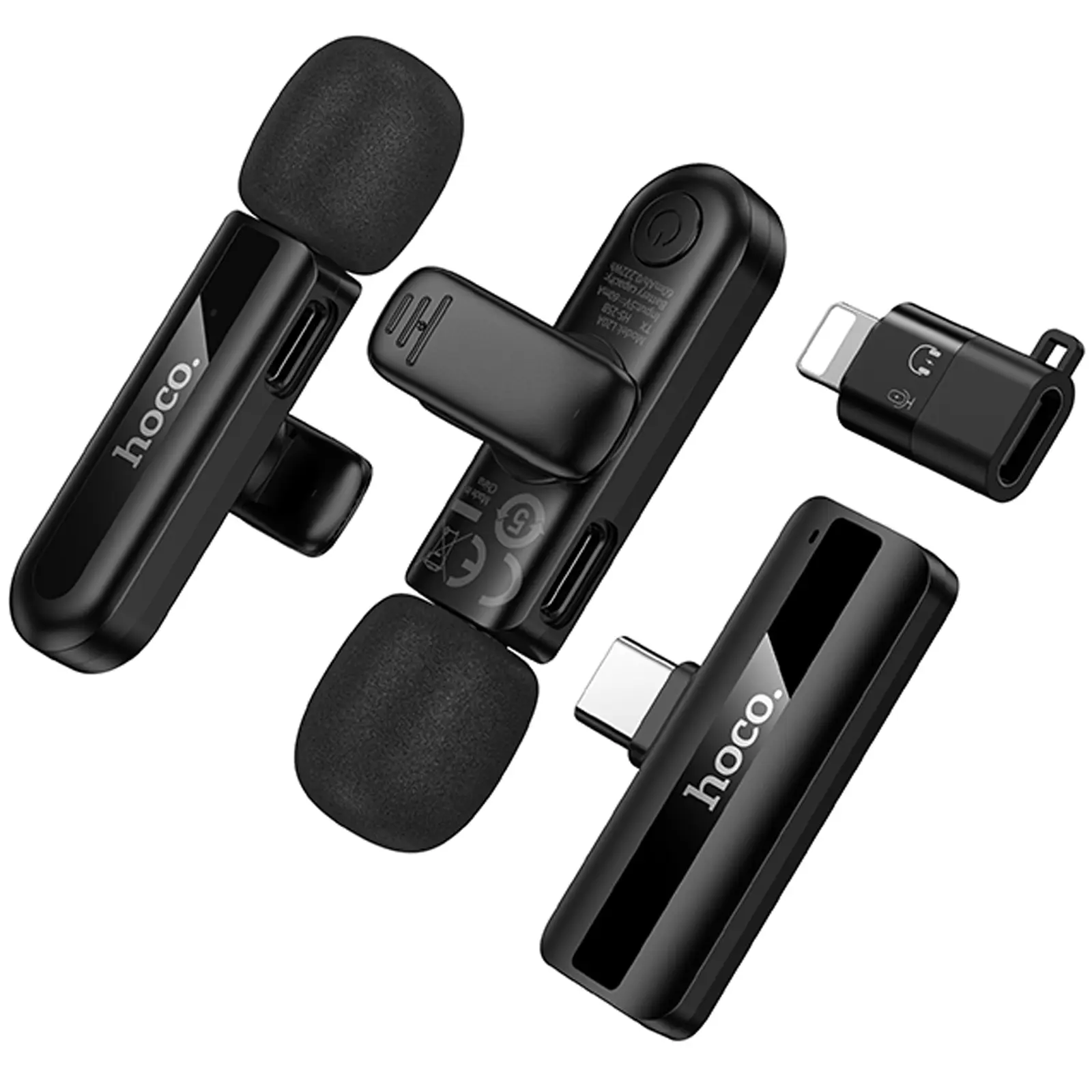 Петличний бездротовий мікрофон Hoco L20A Mini Voice (Lightning/Type-C) 60 mAh, Black 2, купити оптом з доставкою