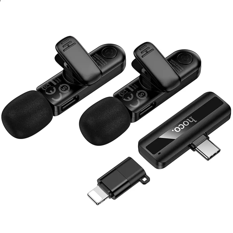 Петличний бездротовий мікрофон Hoco L20A Mini Voice (Lightning/Type-C) 60 mAh, Black 4, купити оптом з доставкою