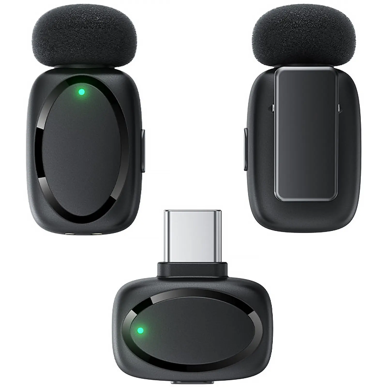 Петличный беспроводной микрофон Acefast R2 Dual-mic Type-C, Black 2, купить оптом с доставкой