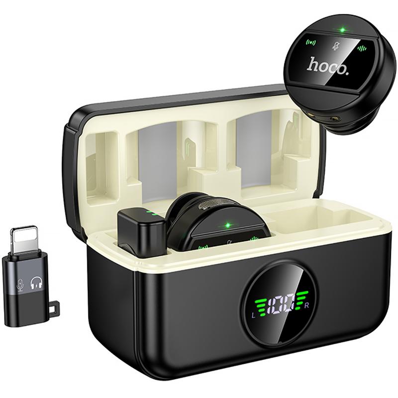 Петличний бездротовий мікрофон Hoco L22 Bright 2in1 (Lightning/Type-C) на малюнкі №1