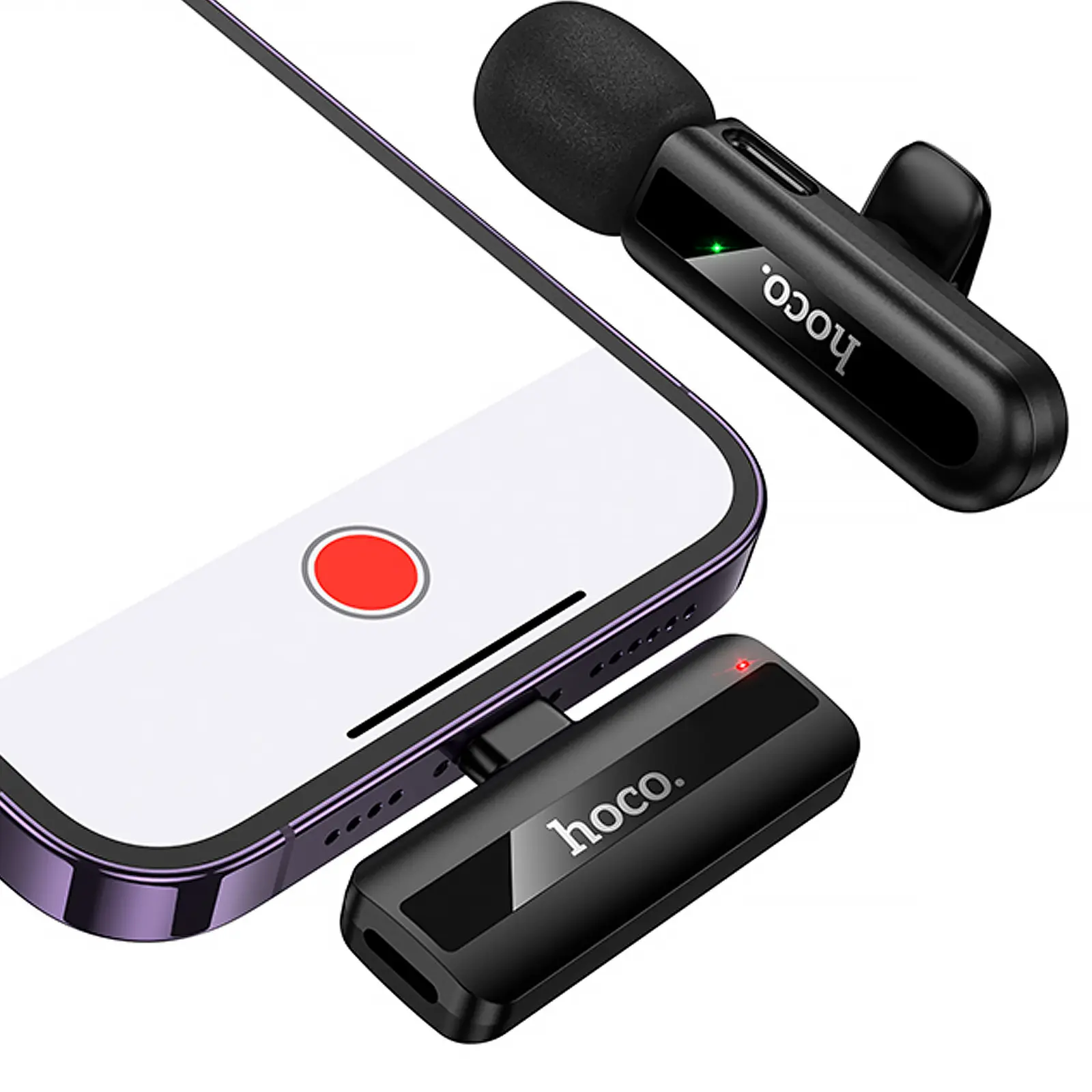 Петличний бездротовий мікрофон Hoco L20 Fair Lightning, Black 2, купити оптом з доставкою