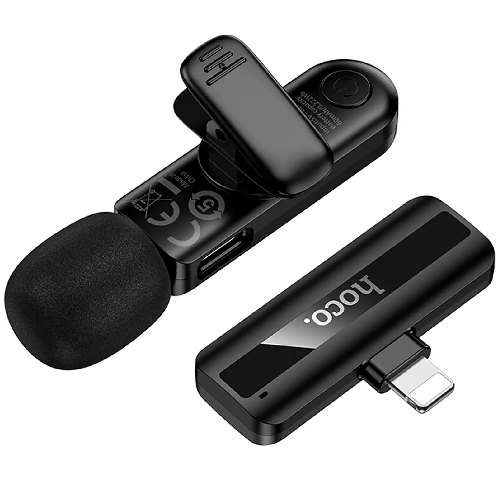 Петличний бездротовий мікрофон Hoco L20 Fair Lightning, Black 4, купити оптом з доставкою