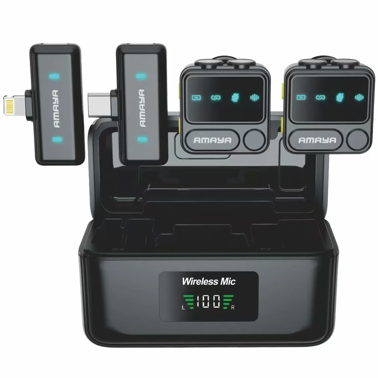 Петличный беспроводной микрофон Amaya ANC100 dual-mic 2in1 (Lightning/Type-C), купить оптом с доставкой