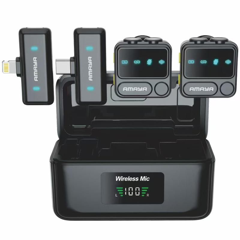 Петличный беспроводной микрофон Amaya ANC100 dual-mic 2in1 (Lightning/Type-C) на картинке №1