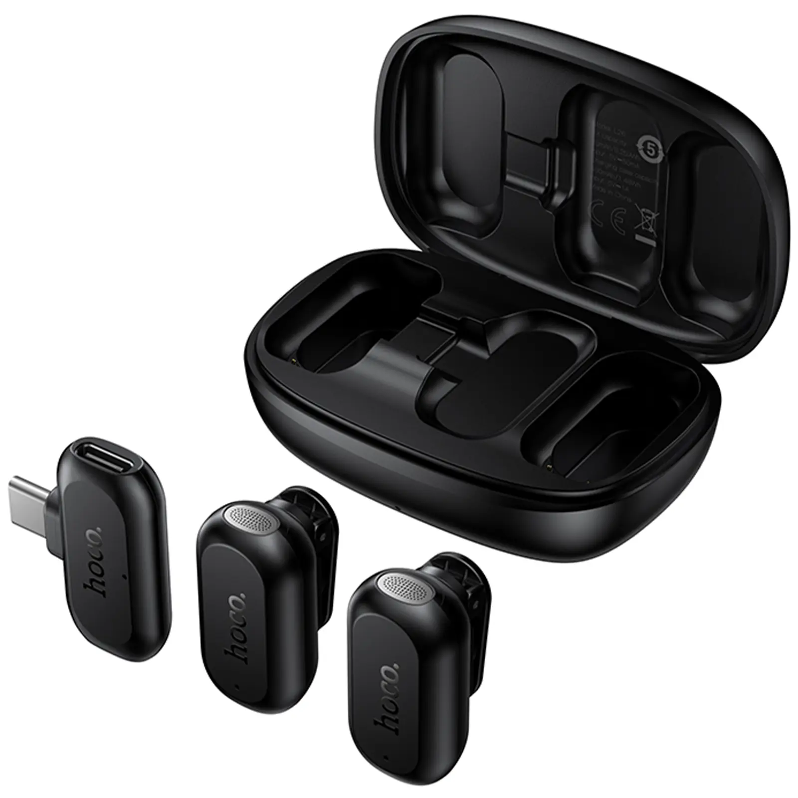 Петличный беспроводной микрофон Hoco L26 Dual-mic Smart AI (Type-C), Black 2, купить оптом с доставкой
